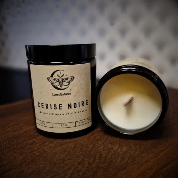 Bougie mèche en bois Cerise Noire - Lueurs Nocturnes